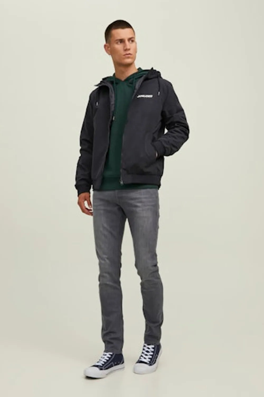 JACK JONES Erkek Siyah Kapüşonlu Mont 12200208