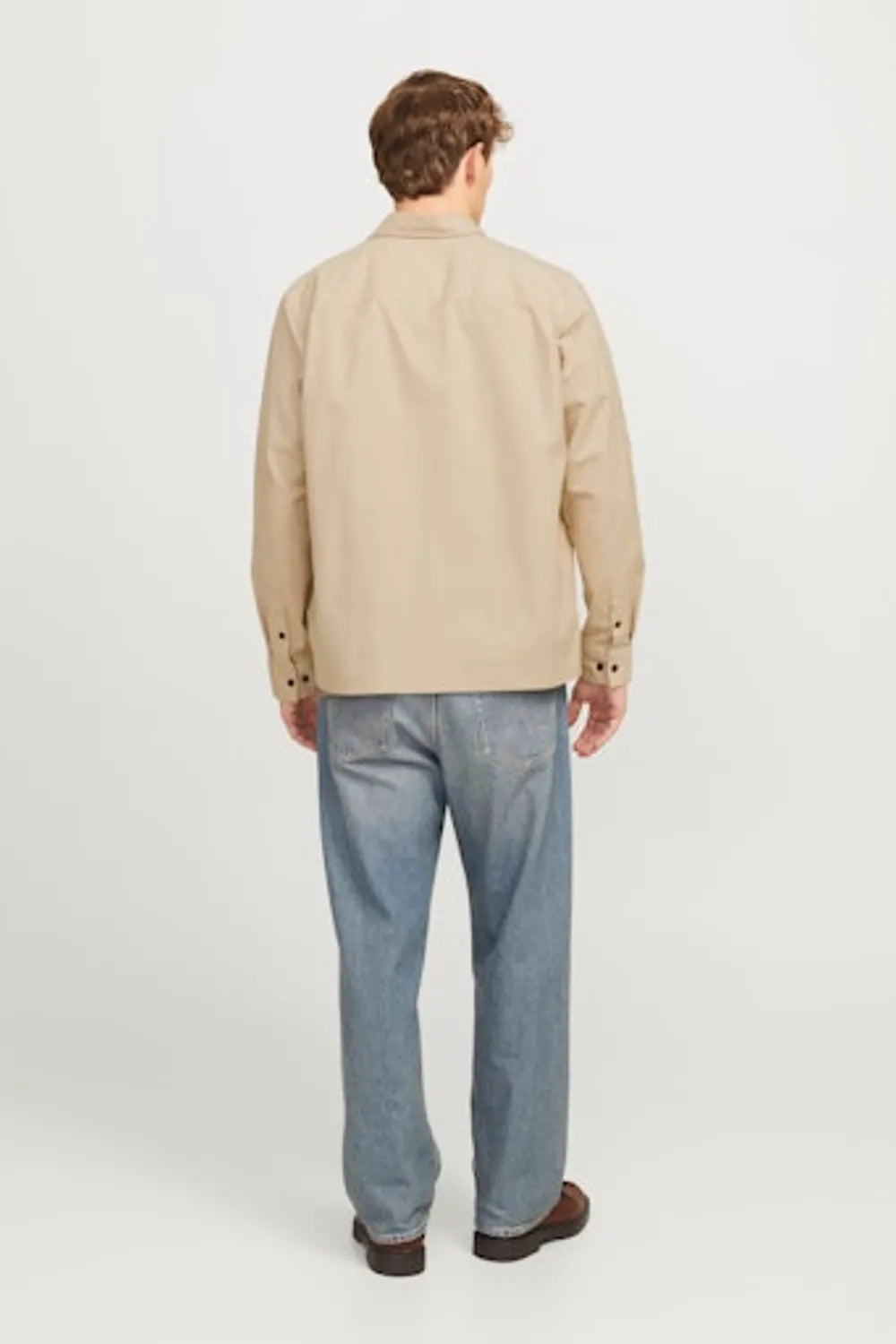 JACK JONES Erkek Krem Oversized Oxford Gömlek 12268952