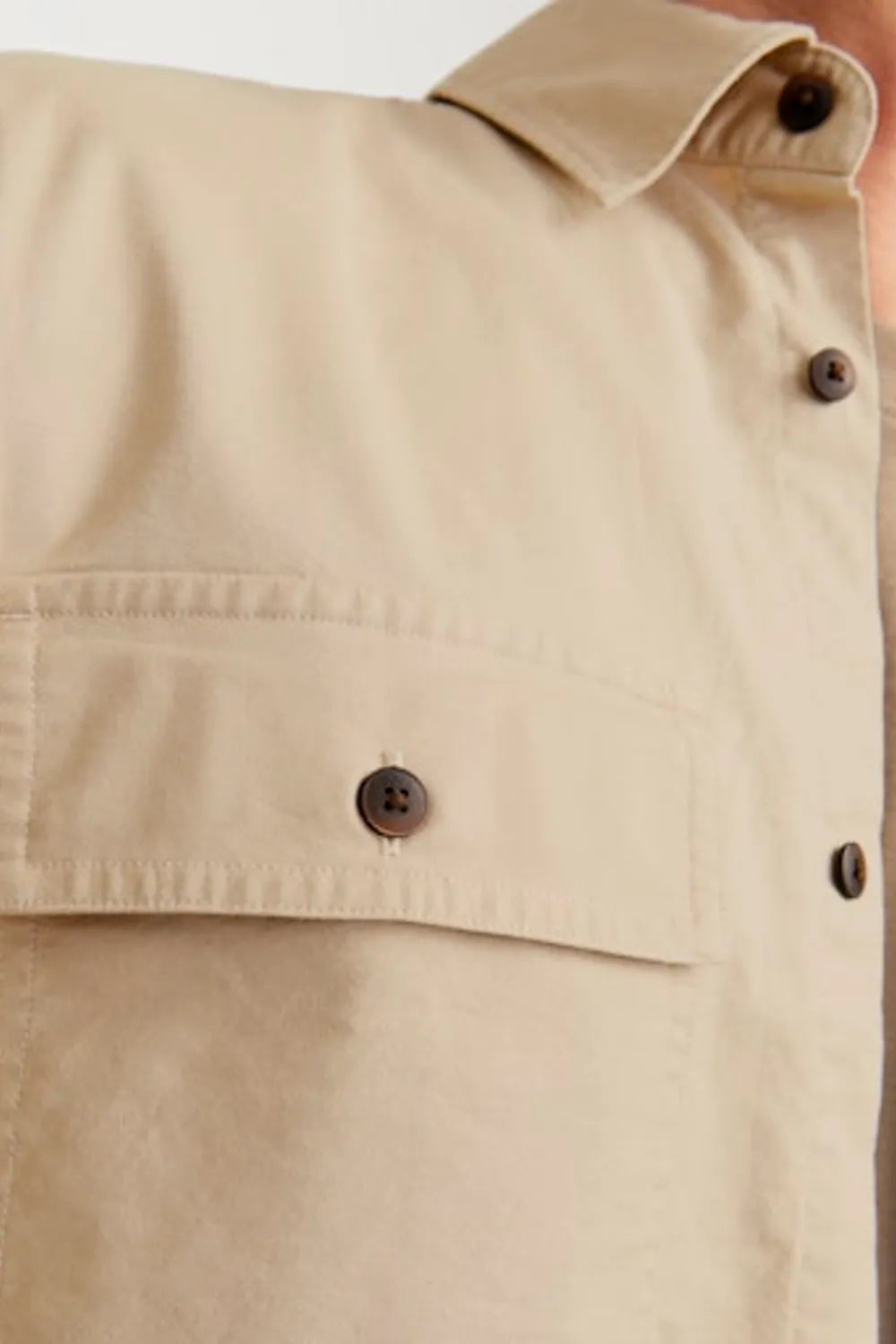 JACK JONES Erkek Krem Oversized Oxford Gömlek 12268952