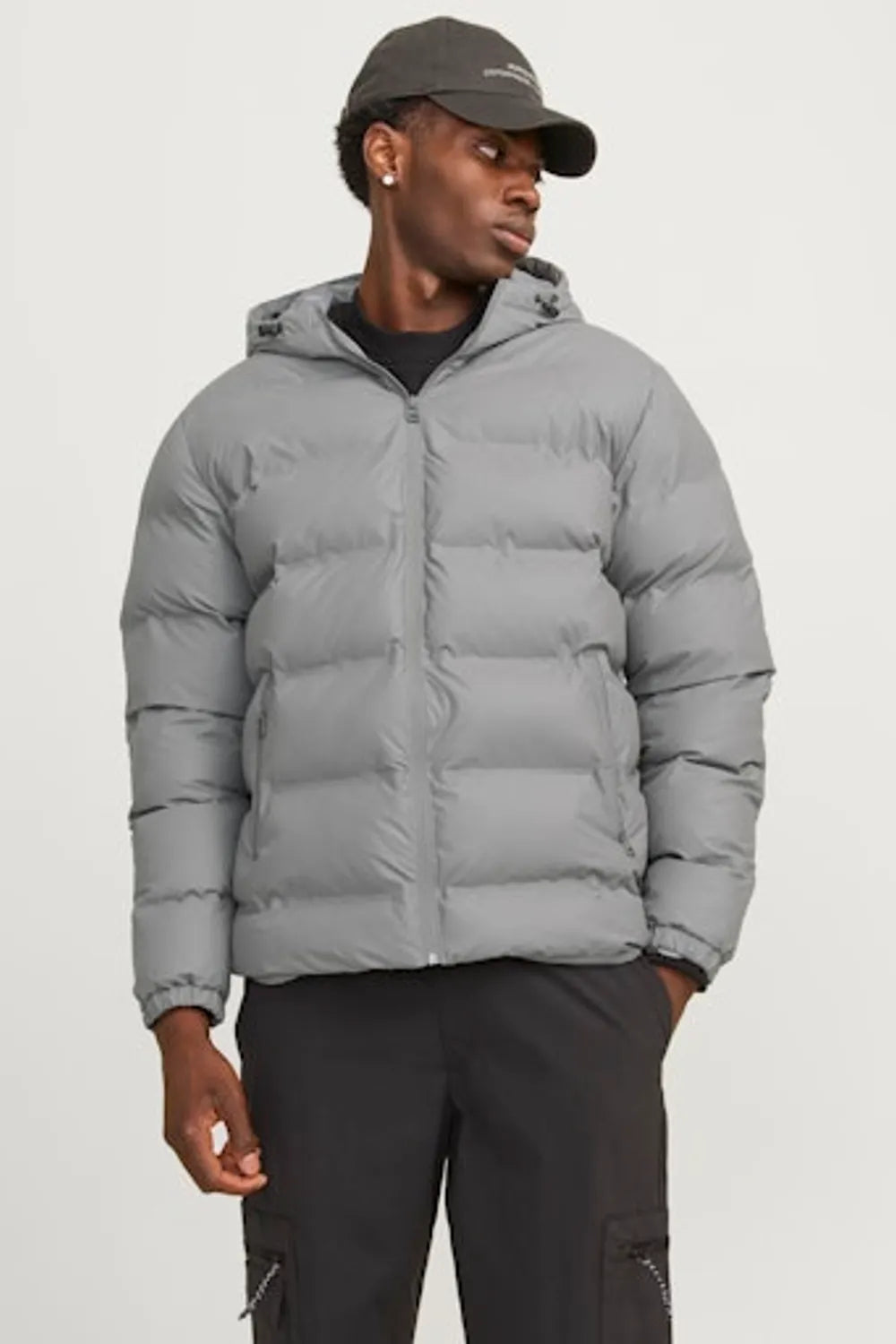 JACK JONES Erkek Gri Püsküllü Puffer 12239020
