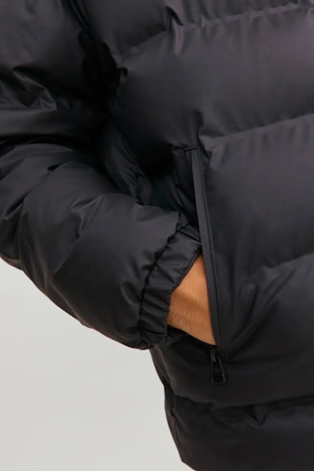 JACK JONES Erkek Siyah Püsküllü Mont 12239020