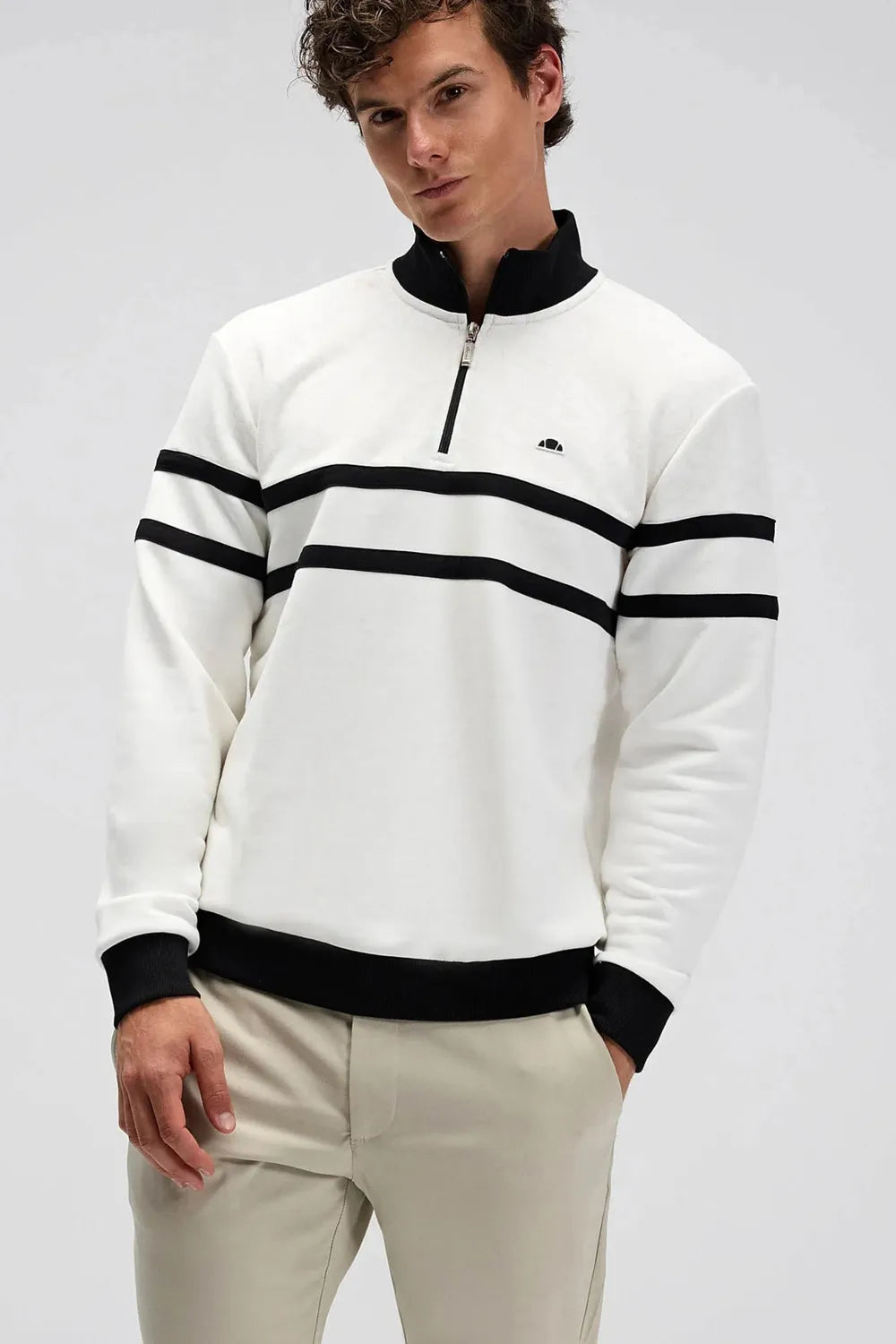 Ellesse Erkek Beyaz Yarım Fermuarlı Sweat EM619-OF