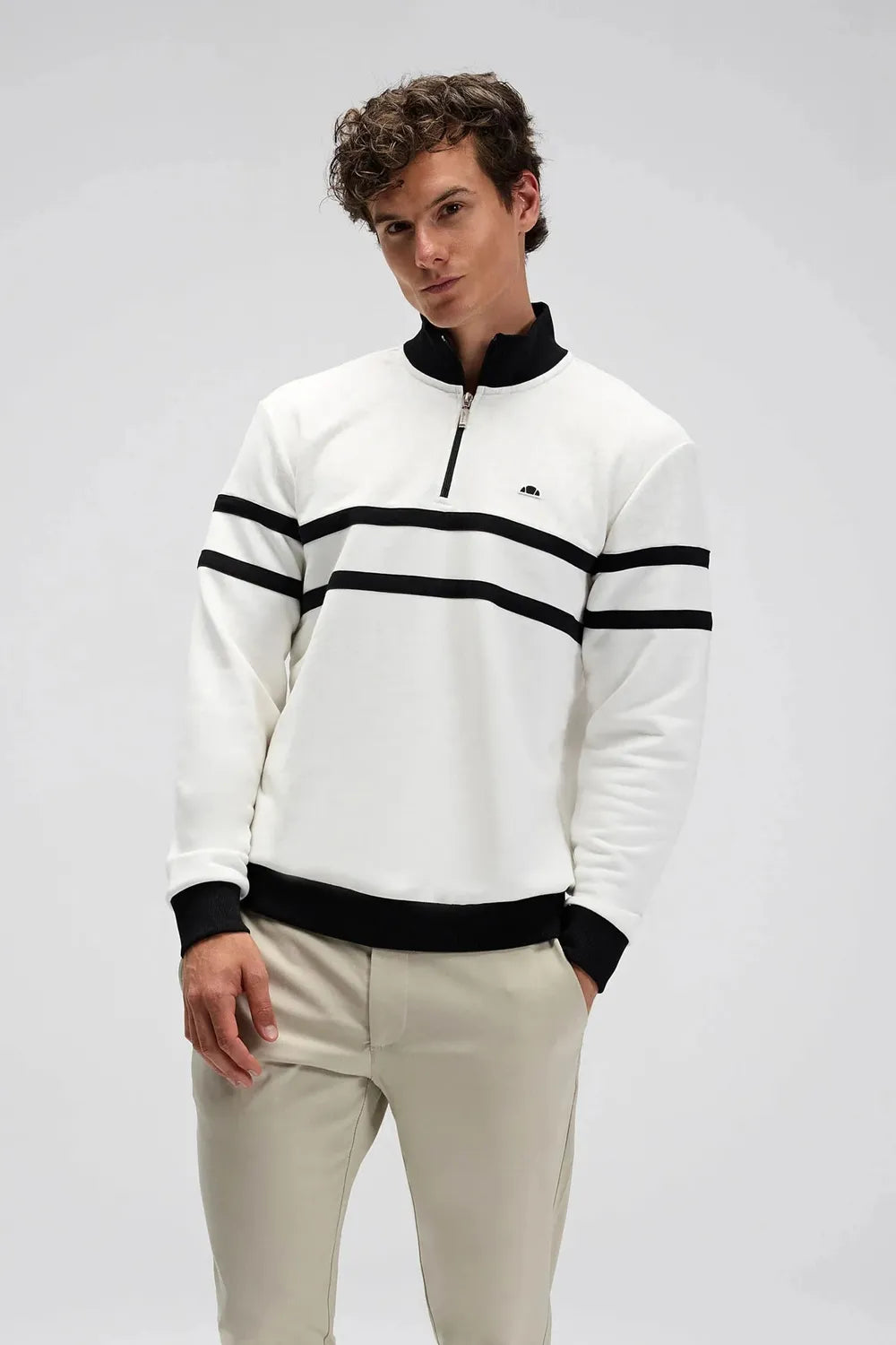 Ellesse Erkek Beyaz Yarım Fermuarlı Sweat EM619-OF