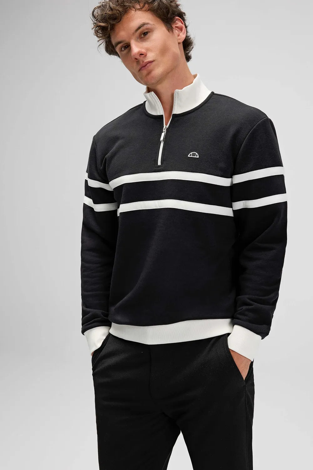 Ellesse Erkek Siyah Yarım Fermuarlı Sweat EM619-BK