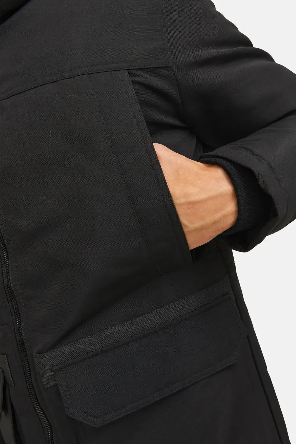 Jack Jones Erkek Kapüşonlu Outdoor Parka  Siyah Mont 12235858S