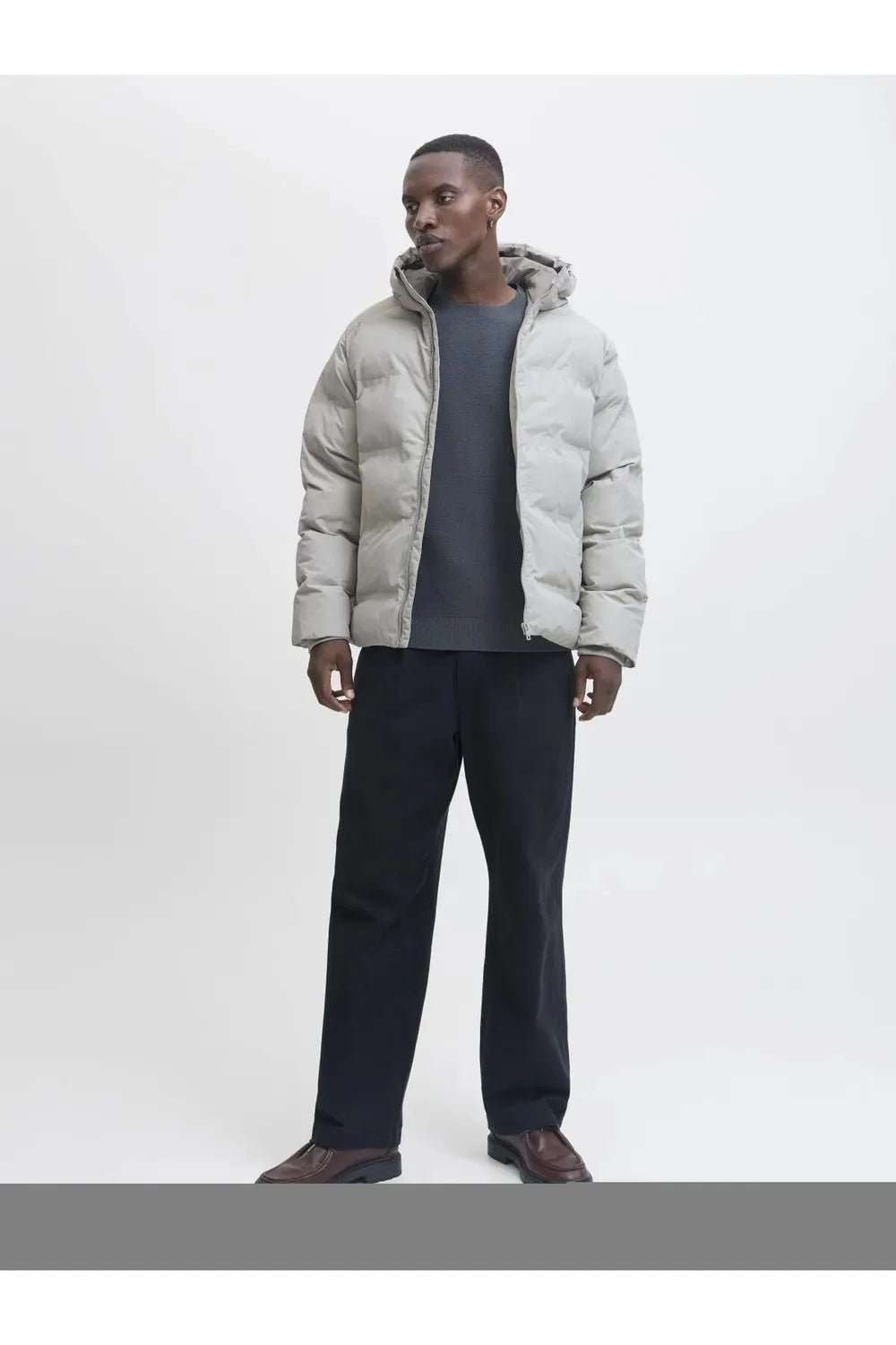 Jack & Jones Erkek Açık Gri Puffer Hood 12278749