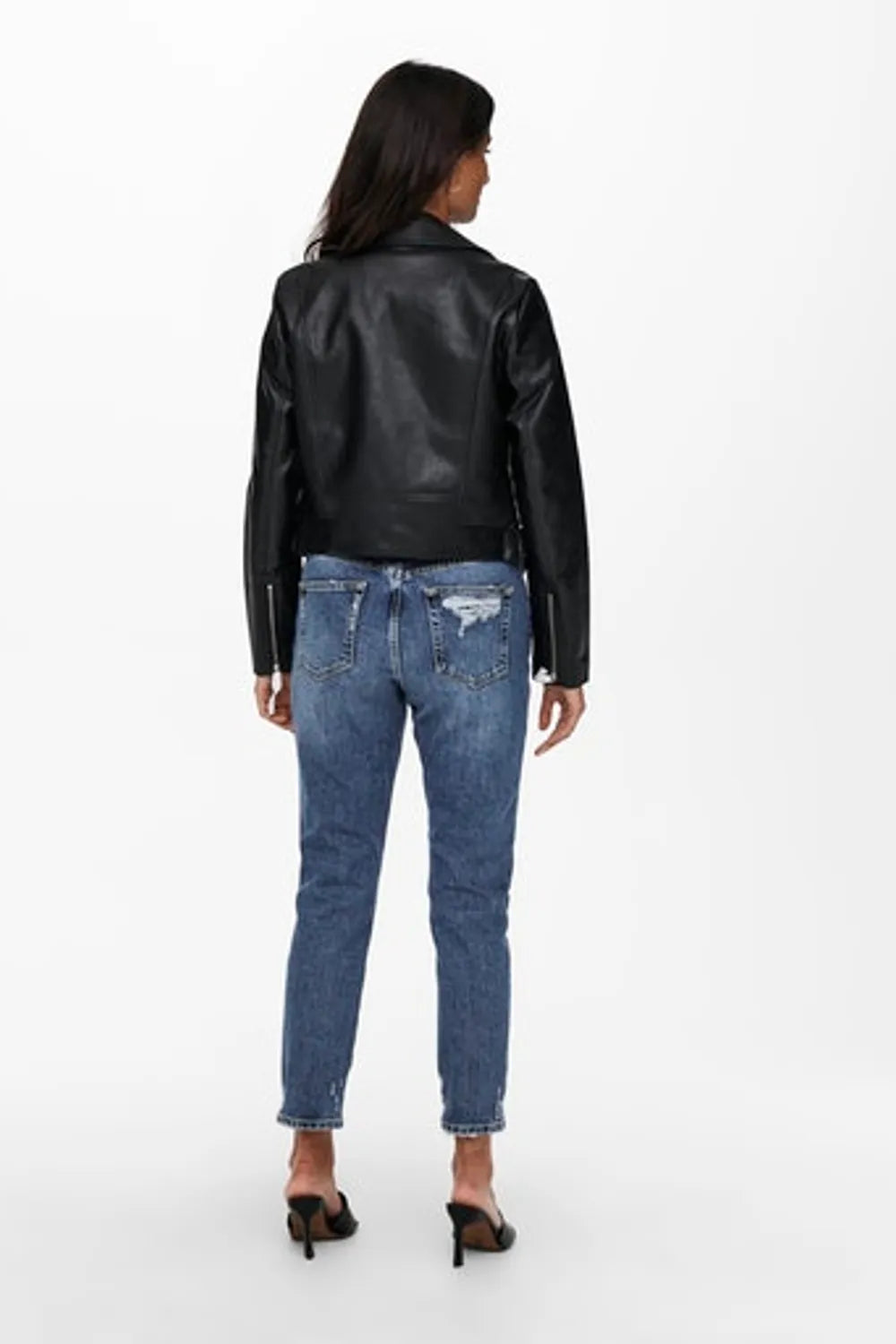 Only Kadın Onlvera Faux Leather Biker Siyah Deri Ceket 15232135S