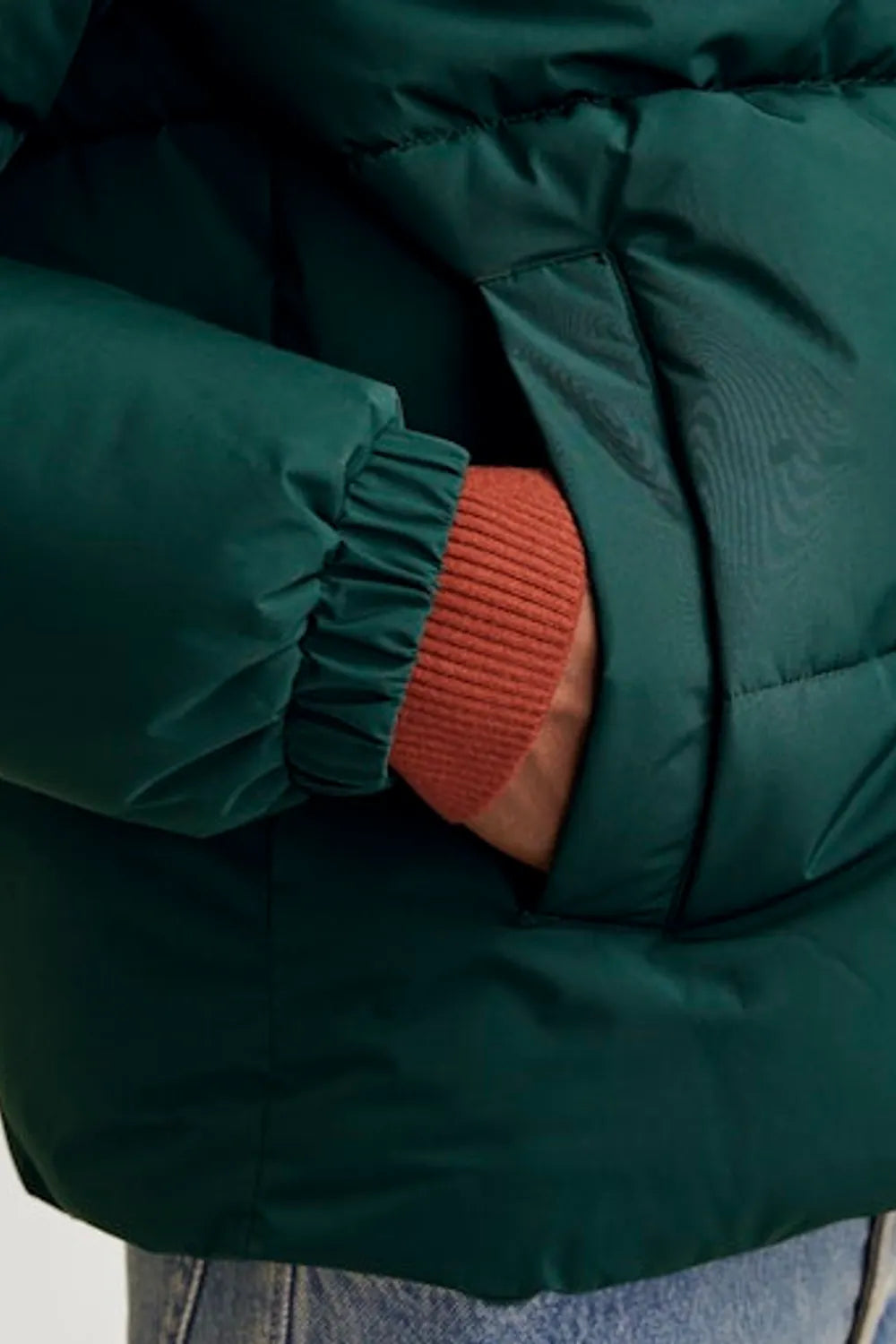 Jack Jones Erkek Essentials Jjebradley Comfort Fit Kapüşonlu Yeşil  Mont  12256974Y