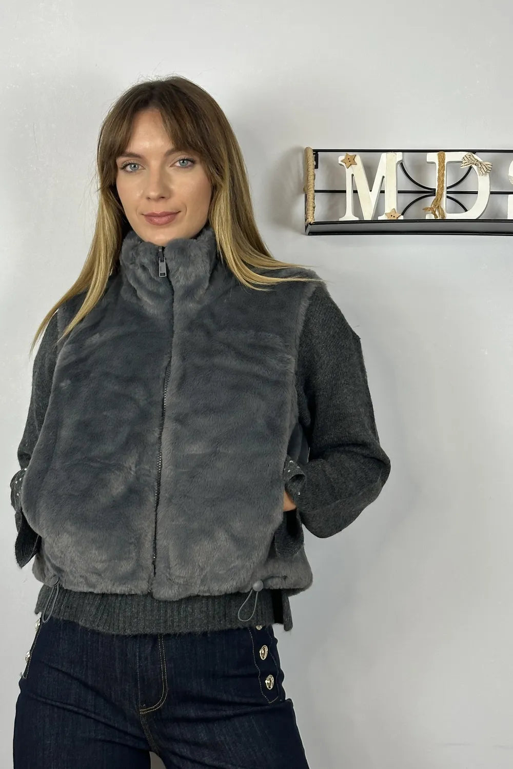 ONLY Kadın Gümüş Vizon Yelek 15348986