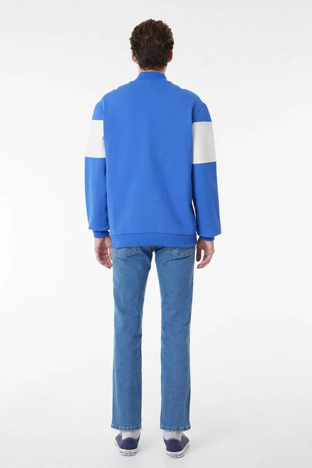 Wrangler Regular Fit Normal Kesim %100 Pamuk Içi Polarlı Dik Yaka Mavi Sweatshirt W232526400M