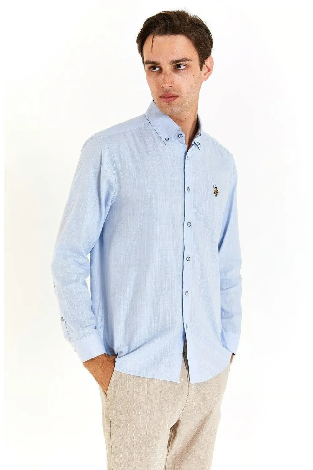 U.s.Polo Assn. Erkek Açık Mavi Dokuma Gömlek G081GL004