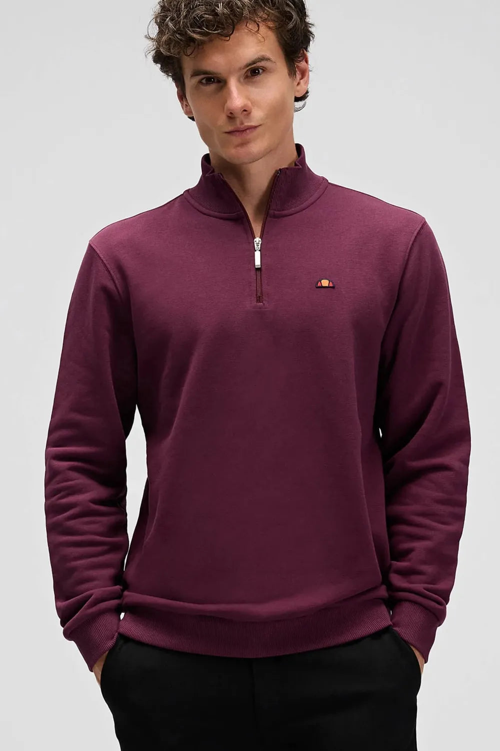 Ellesse Erkek Şarap Kırmızısı Yarım Fermuarlı Sweat EM580-BRD