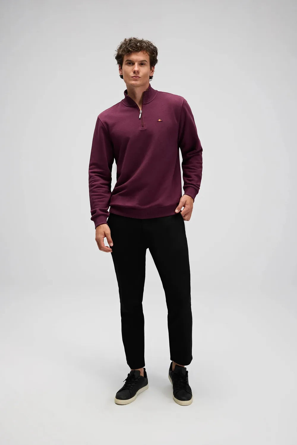 Ellesse Erkek Şarap Kırmızısı Yarım Fermuarlı Sweat EM580-BRD