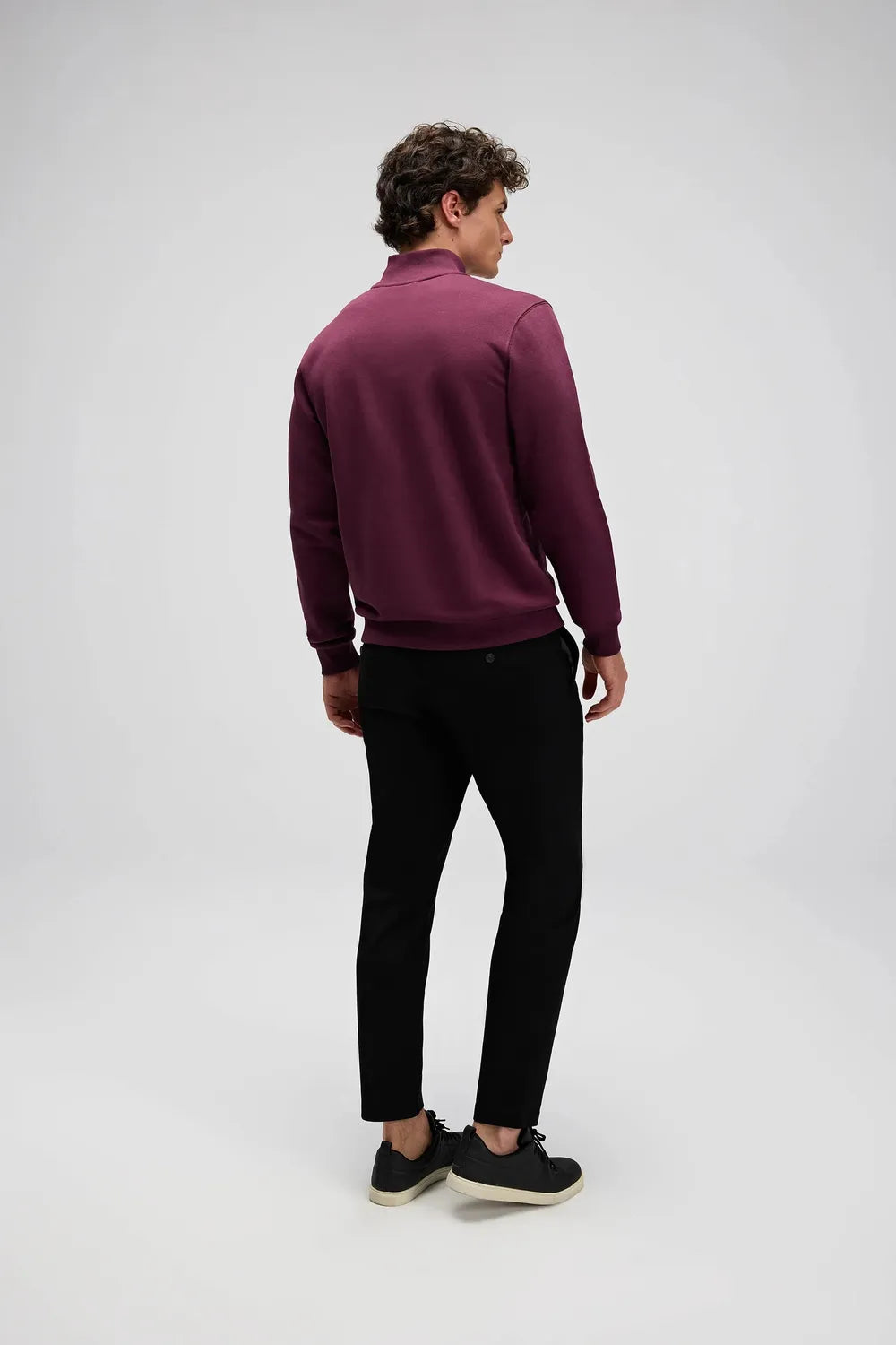 Ellesse Erkek Şarap Kırmızısı Yarım Fermuarlı Sweat EM580-BRD
