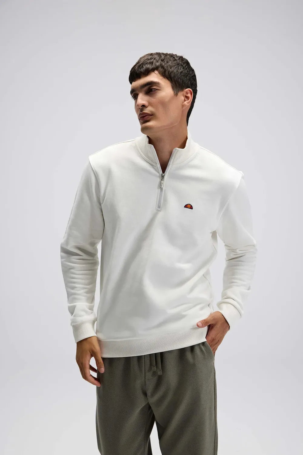 Ellesse Erkek Beyaz Yarım Fermuarlı Sweat EM580-OF