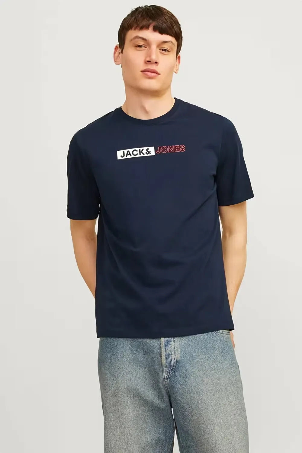JACK JONES Erkek Lacivert Logo Tişört 12233999