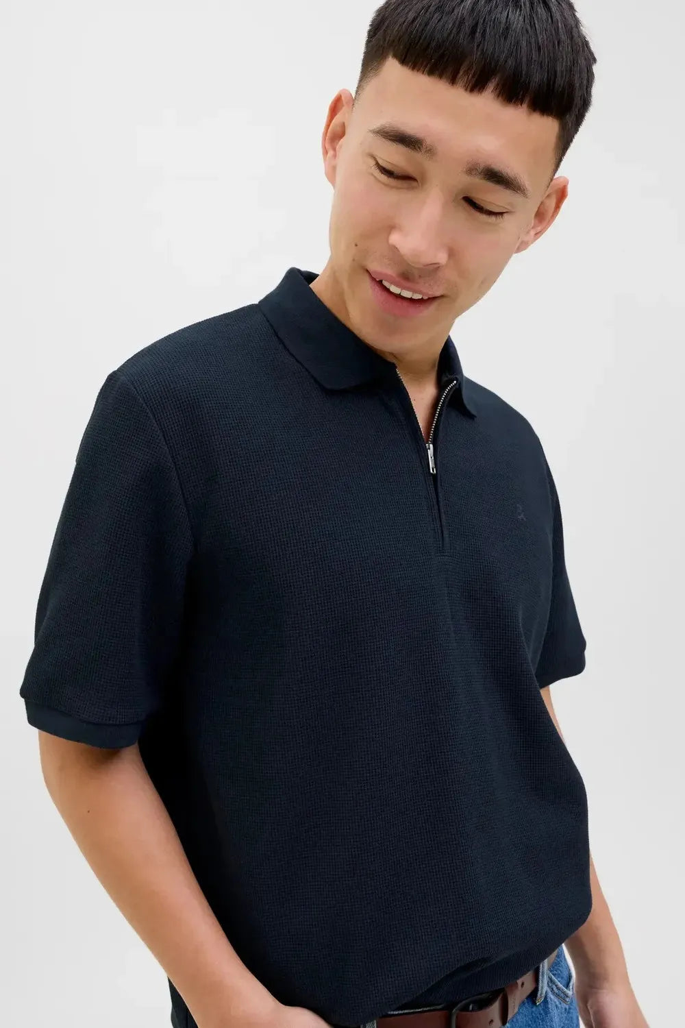 JACK JONES Erkek Lacivert Polo Yaka Kısa Kollu Tişört 12279177