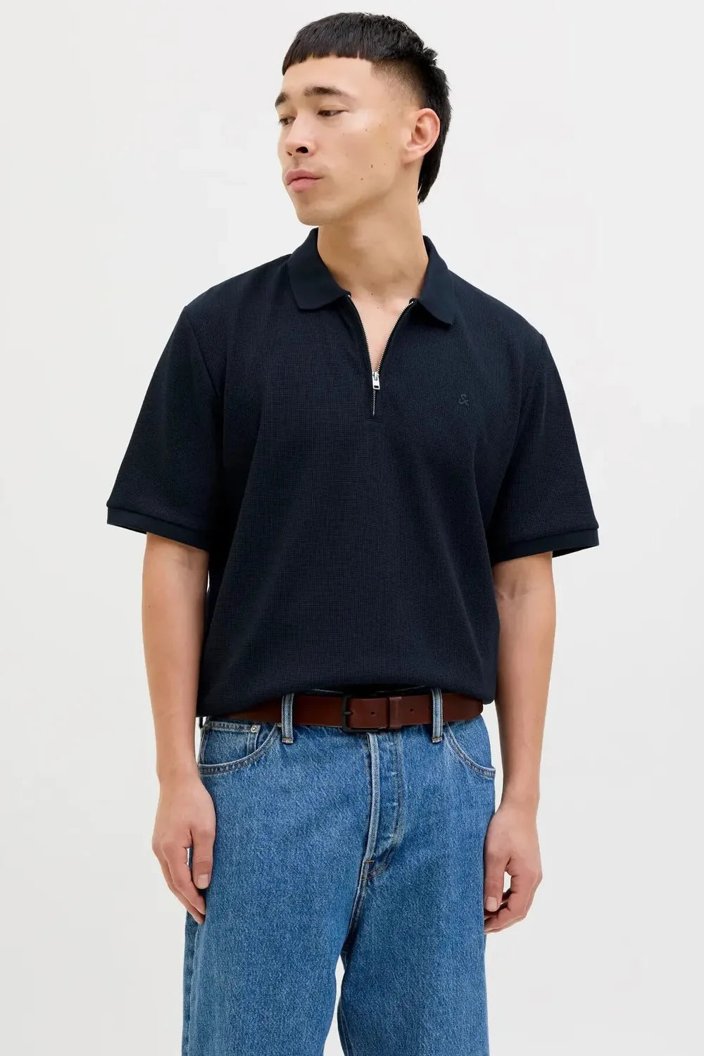 JACK JONES Erkek Lacivert Polo Yaka Kısa Kollu Tişört 12279177