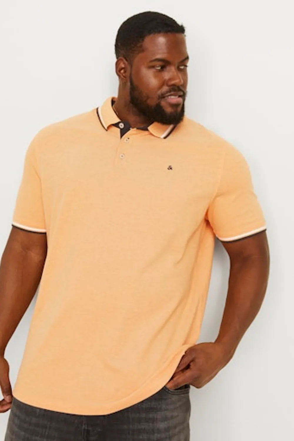 Jack Jones Erkek Pamuklu Kırmızı Polo Yaka Büyük Beden Tişört 12143859