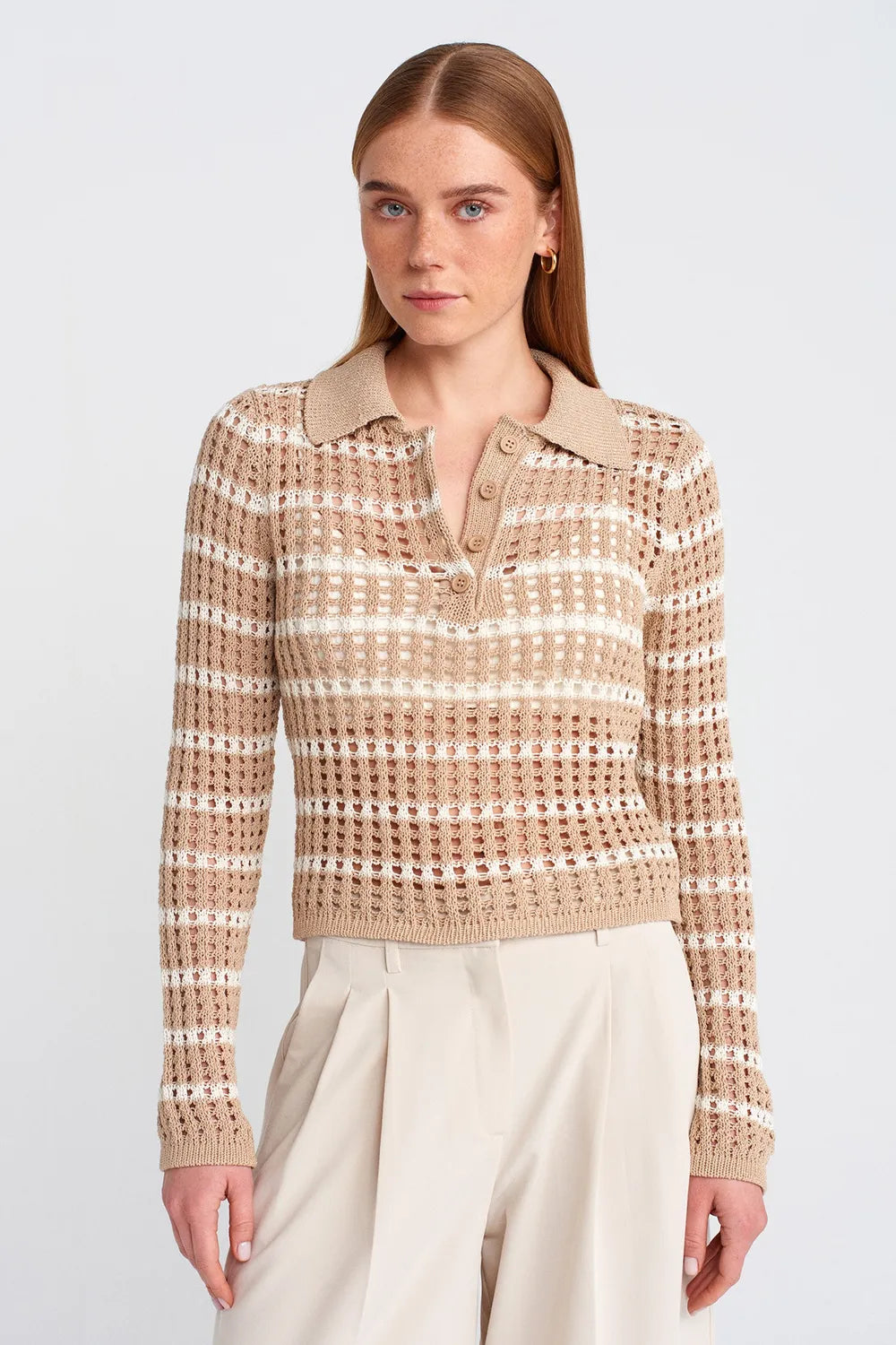 DİLVİN Kadın Bej Kazak 10724