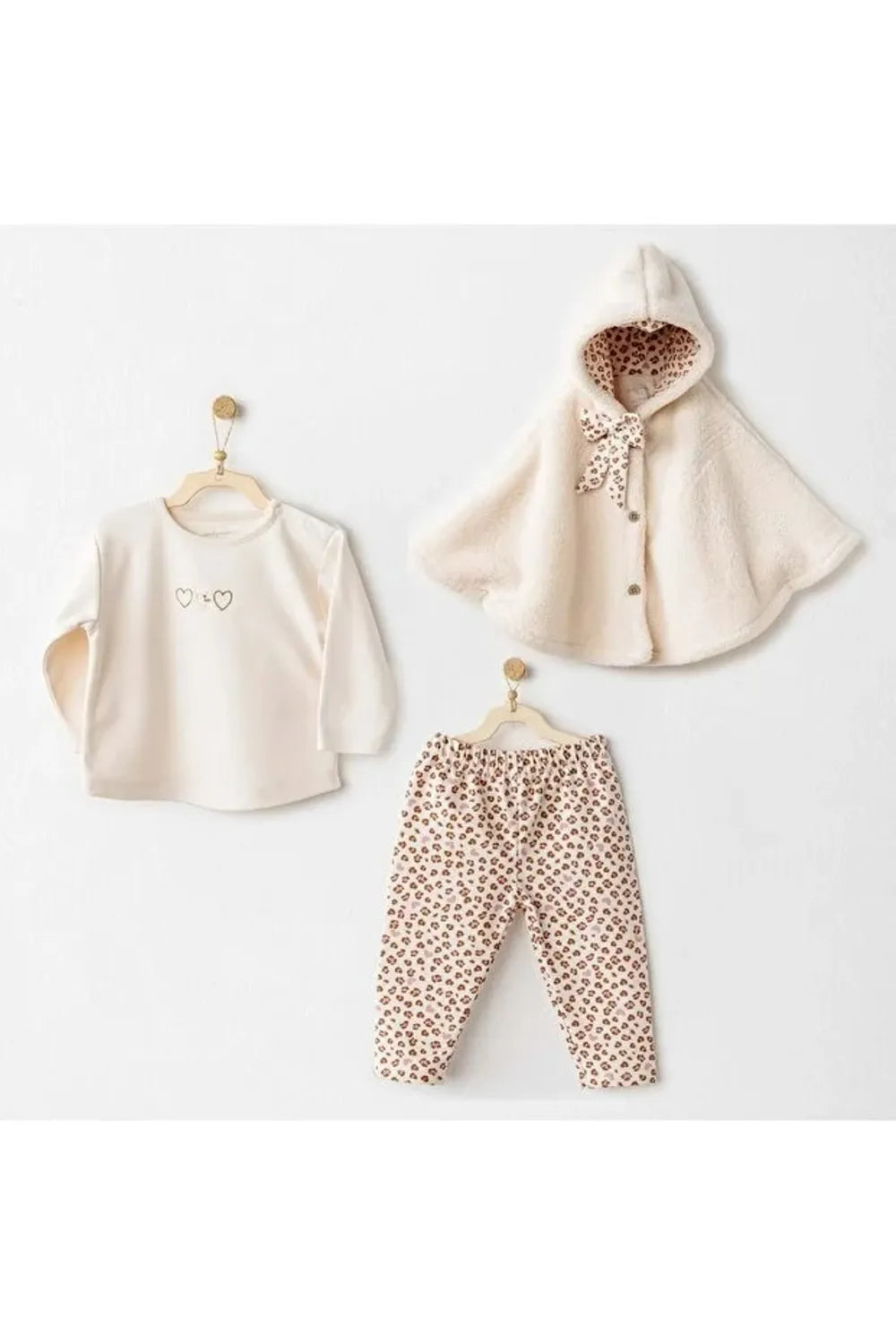 Andy Wawa  EKRU BEBEK TAKIM 3 PCS SET LITTLE LEOPARD AC26237