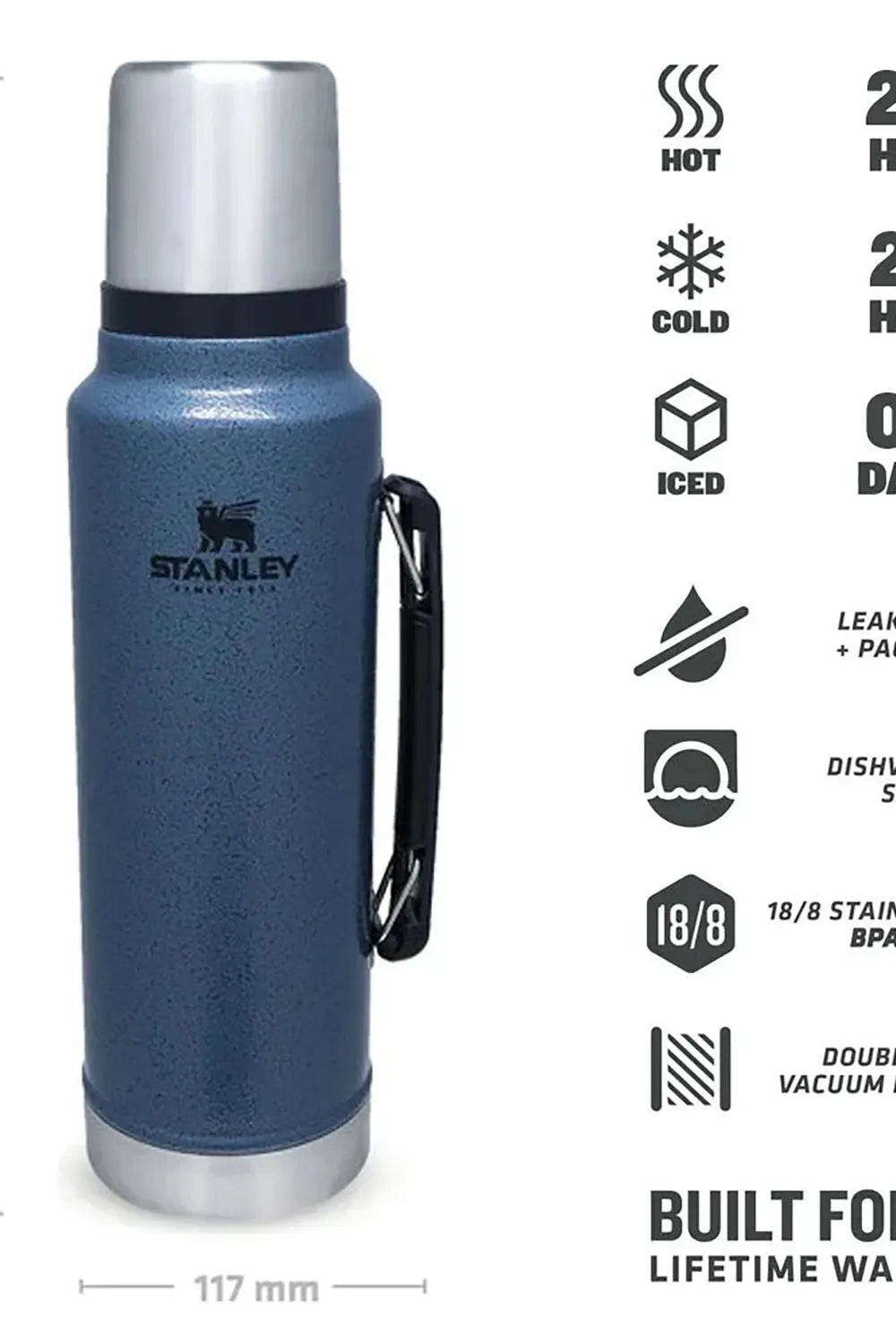 Stanley Unisex MAVİ Legendary Classic Hammertone Clay Termos 6939236429818