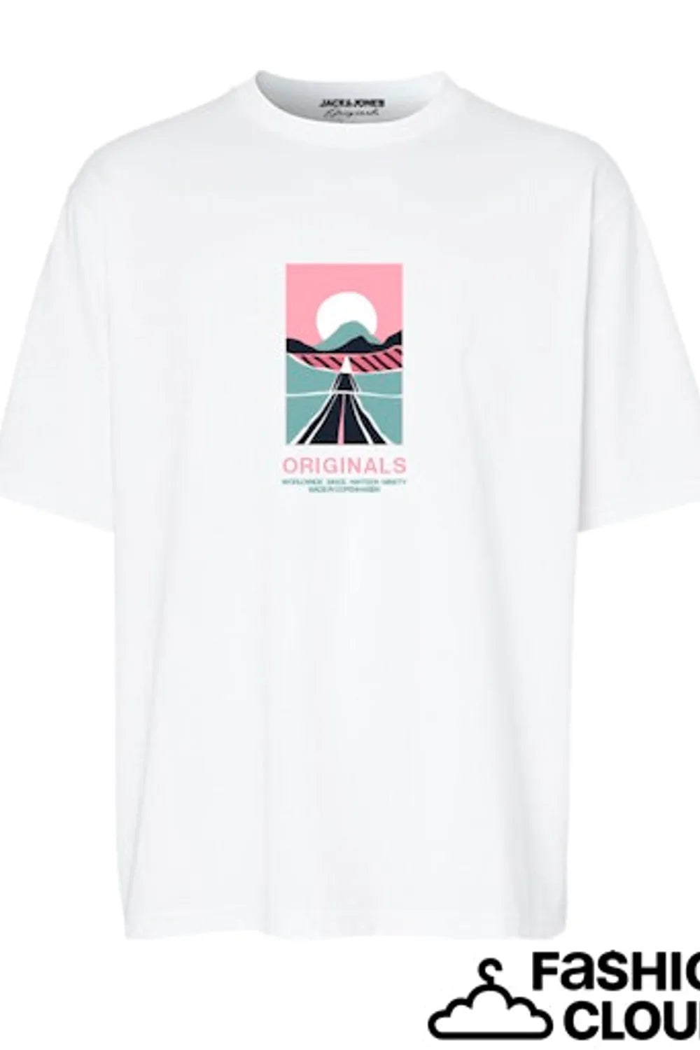 Jack Jones Erkek Pamuklu Beyaz Bisiklet Yaka Tişört 12255640