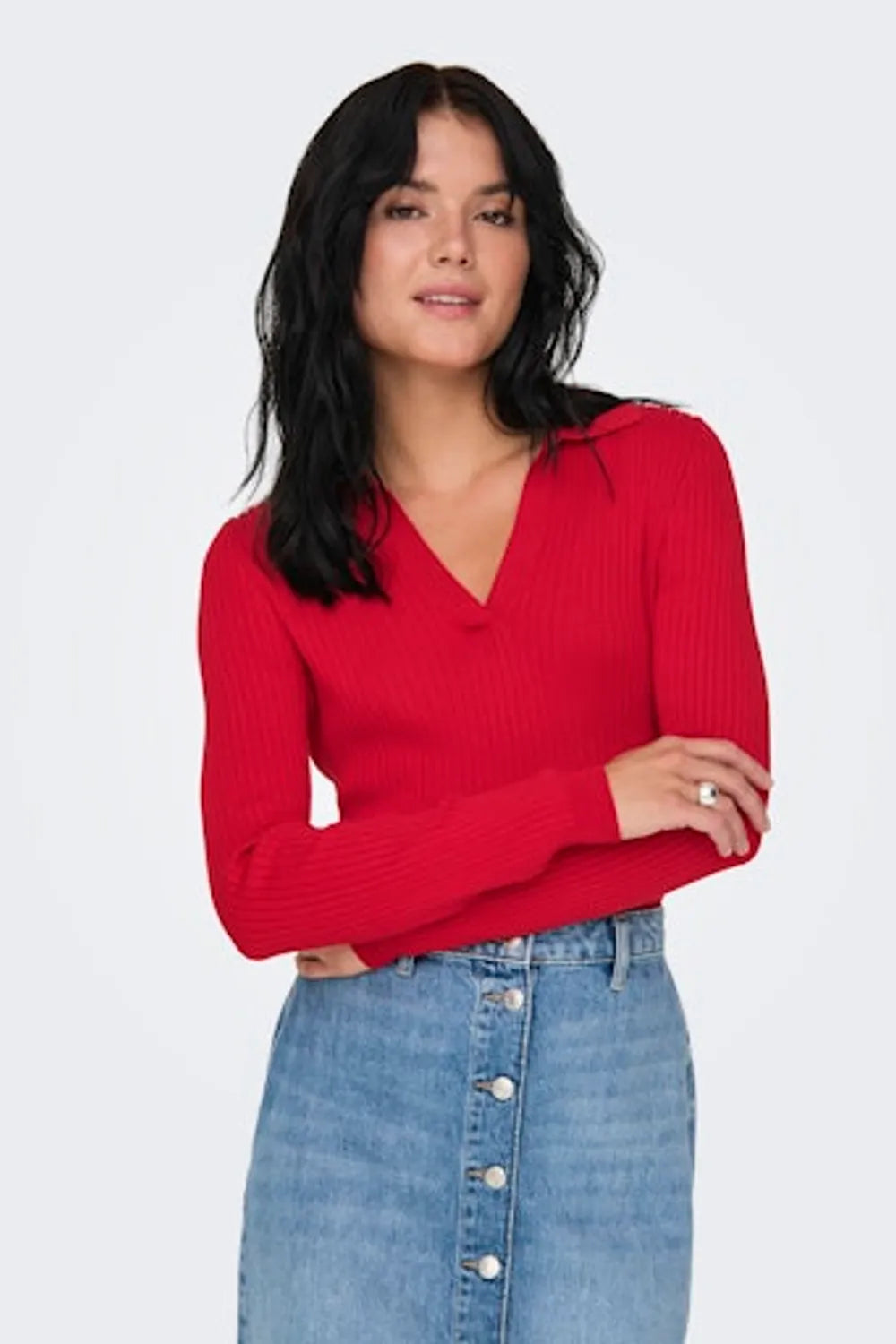 Only Kadın Onlkaya Polo Yaka Kırmzı Bluz 15344841