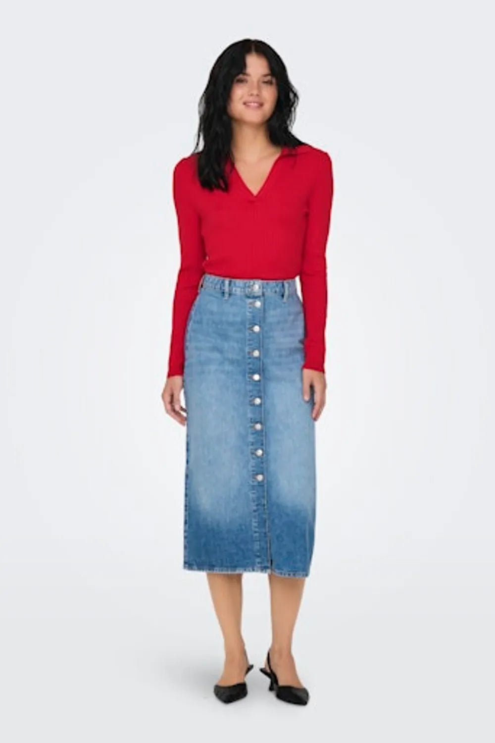 Only Kadın Onlkaya Polo Yaka Kırmzı Bluz 15344841