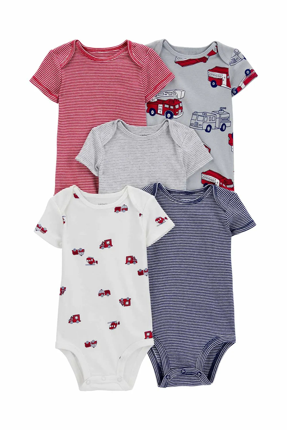 Carters Renkli Layette Erkek Bebek Kısa Kollu Body 5'li Paket 1R885610R