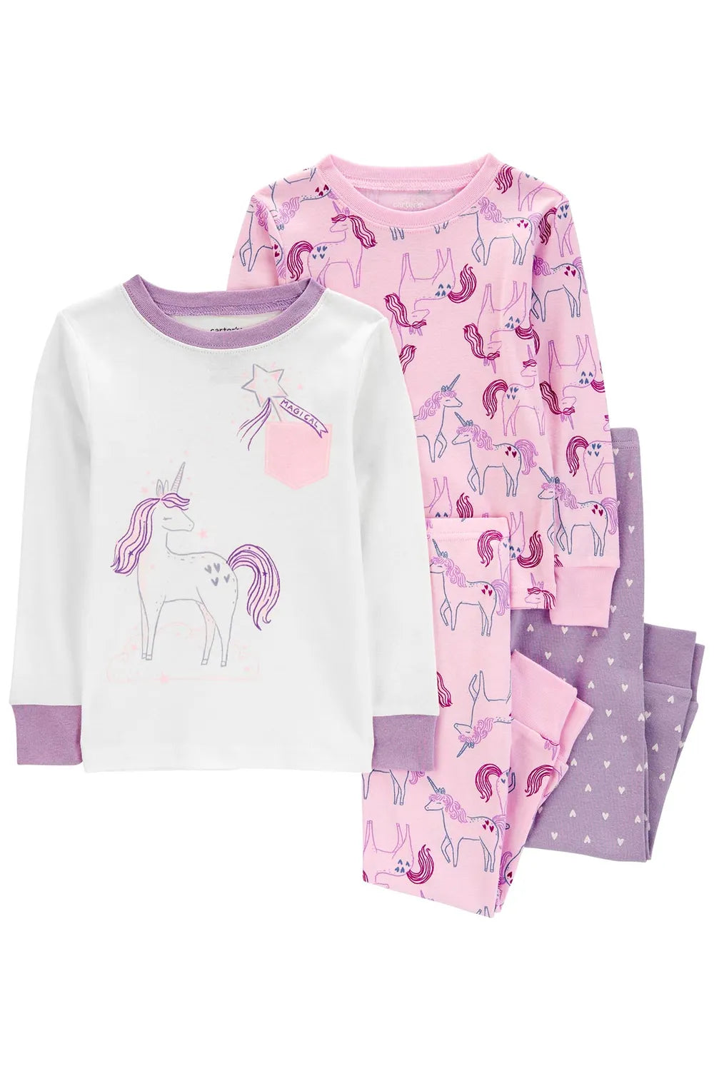 Carters Renkli Kız Bebek Pijama Set 4'lü Paket 1R493210R