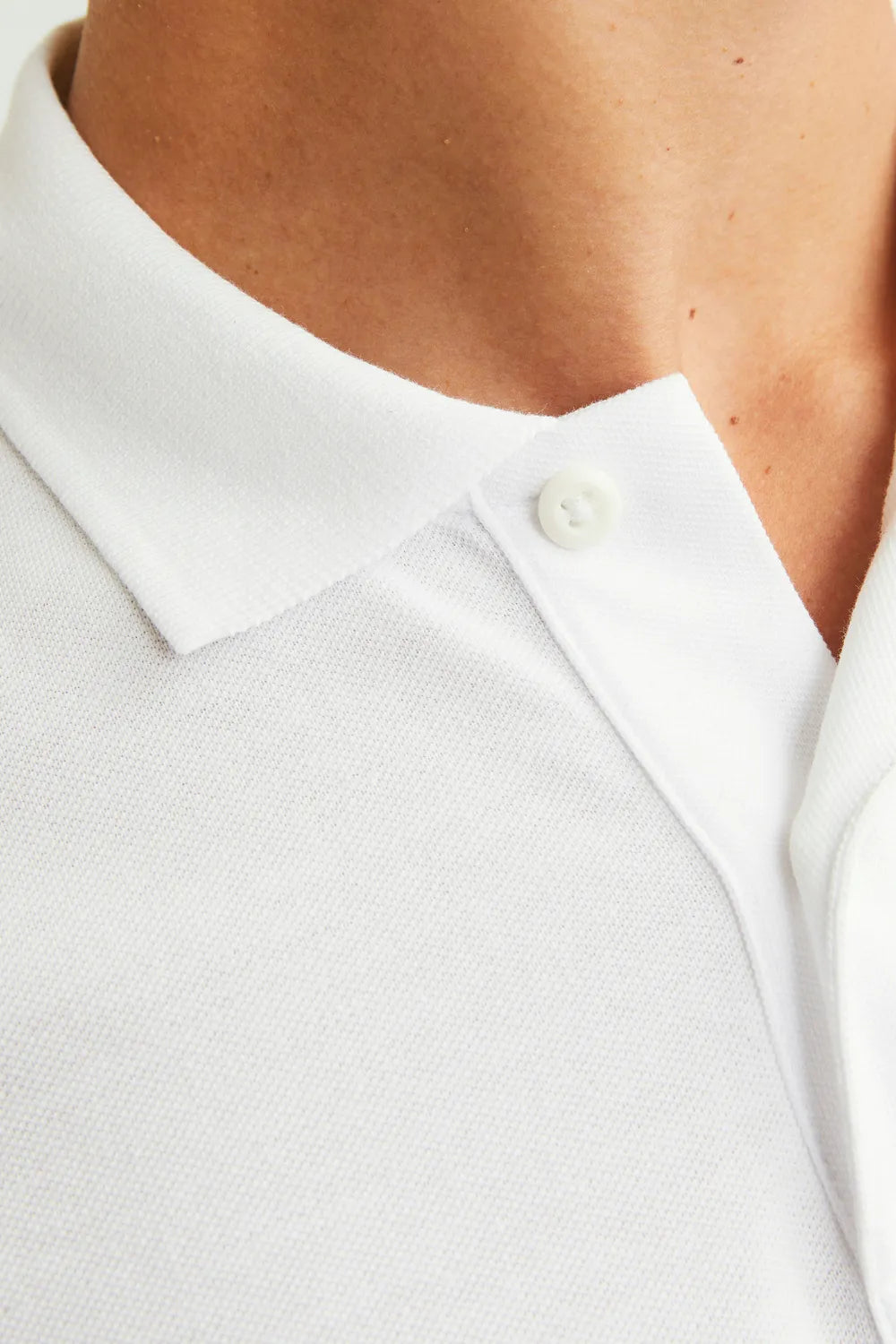 Jack Jones Erkek Pamuklu Beyaz Polo Yaka Tişört 12136516