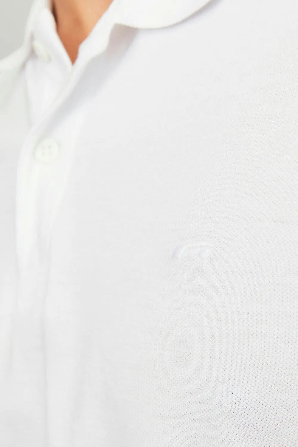 Jack Jones Erkek Pamuklu Beyaz Polo Yaka Tişört 12136516