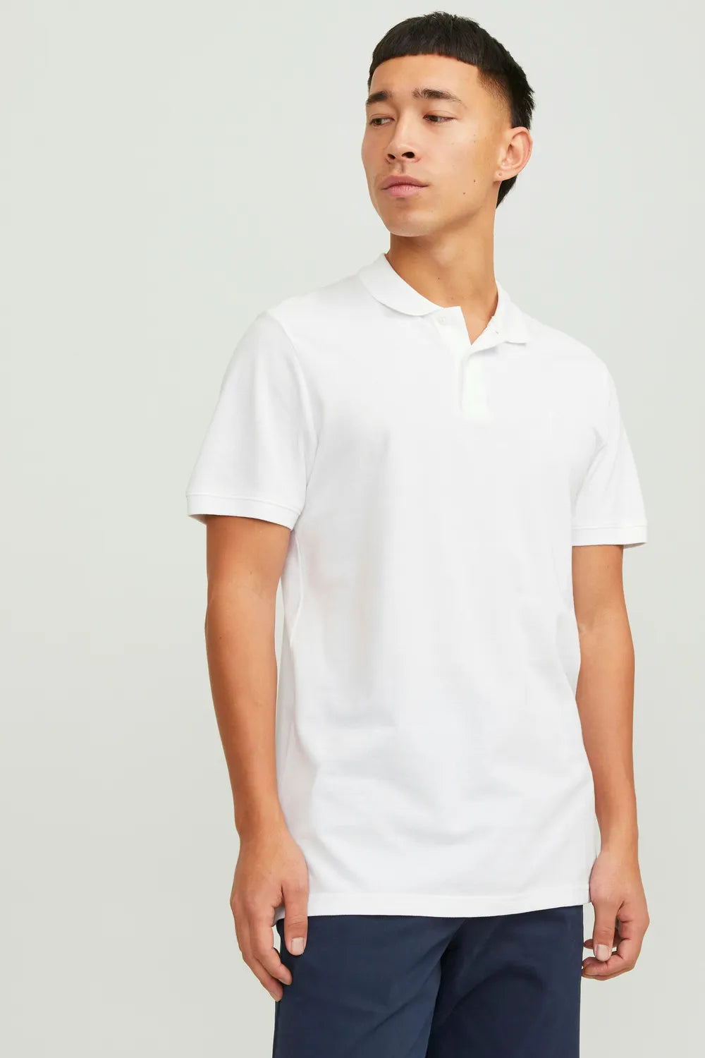 Jack Jones Erkek Pamuklu Beyaz Polo Yaka Tişört 12136516