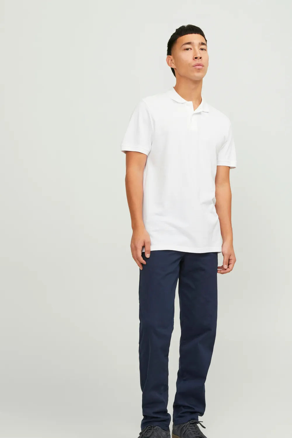Jack Jones Erkek Pamuklu Beyaz Polo Yaka Tişört 12136516