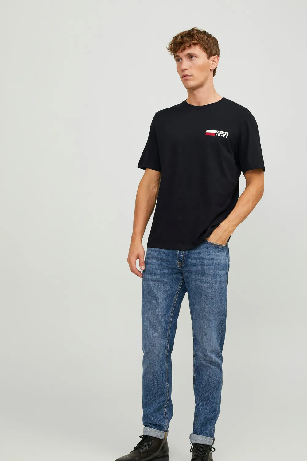 JACK JONES Erkek SİYAH Logo Tişört 12233999