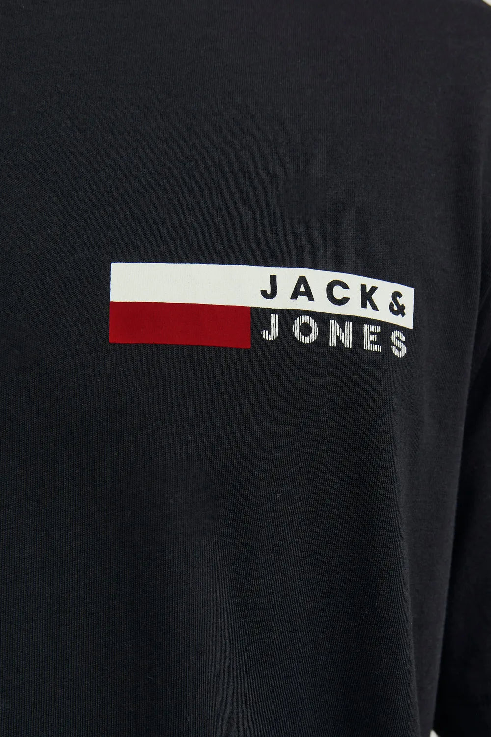 JACK JONES Erkek SİYAH Logo Tişört 12233999