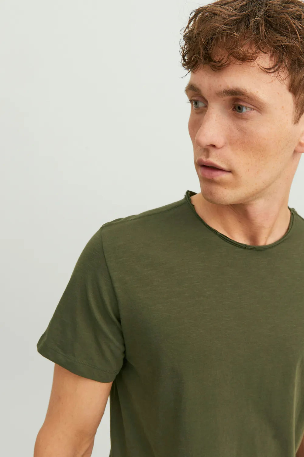 Jack Jones Erkek Jjbasher Bisiklet Yaka Yeşil Tişört  12182498