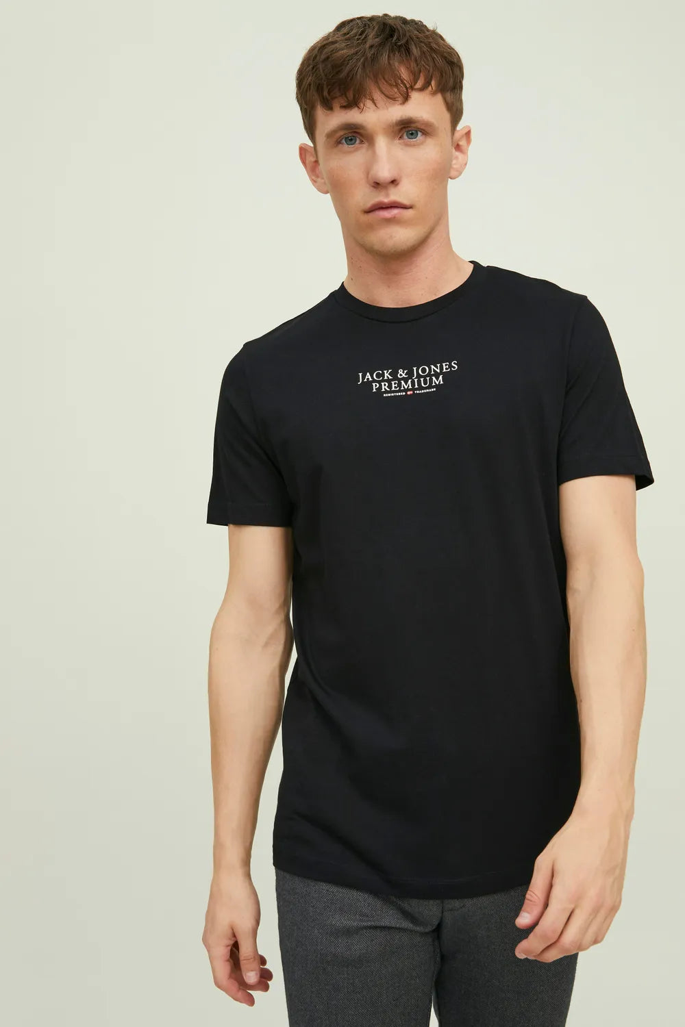 JACK JONES Erkek SİYAH Pamuklu Tişört 12217167