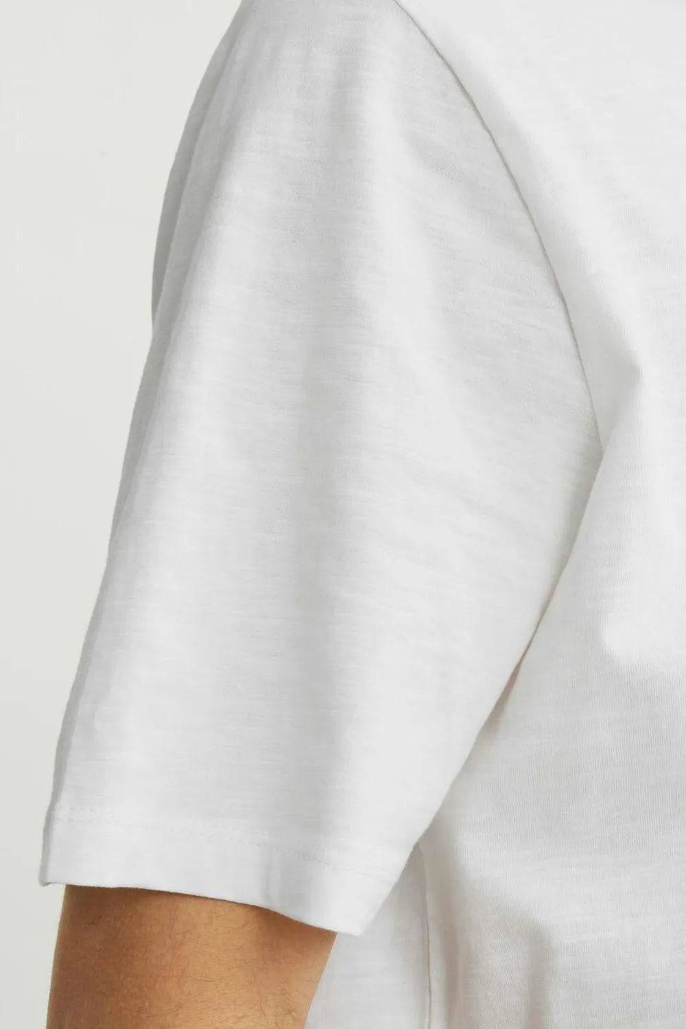 Jack Jones Erkek Pamuklu Beyaz Bisiklet Yaka Tişört 12250435