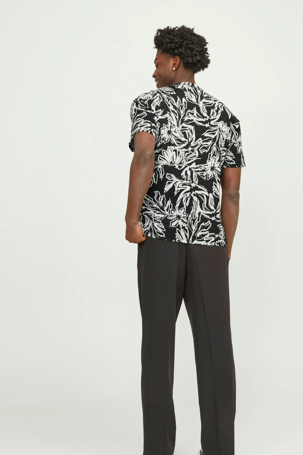 Jack Jones Erkek Pamuklu Siyah Bisiklet Yaka Tişört 12250434