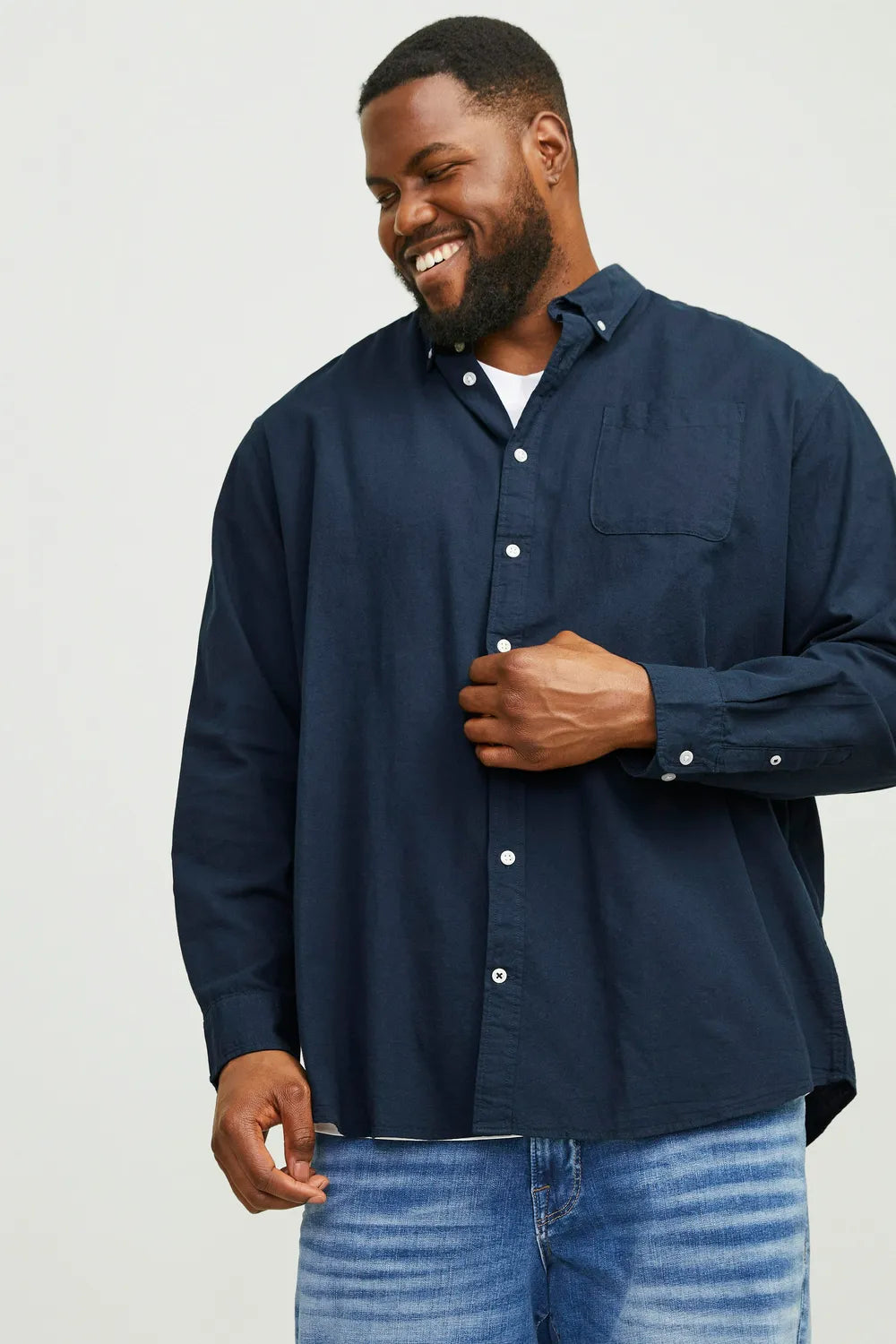 Jack & Jones Erkek KOYU LACİVERT GÖMLEK 12190444