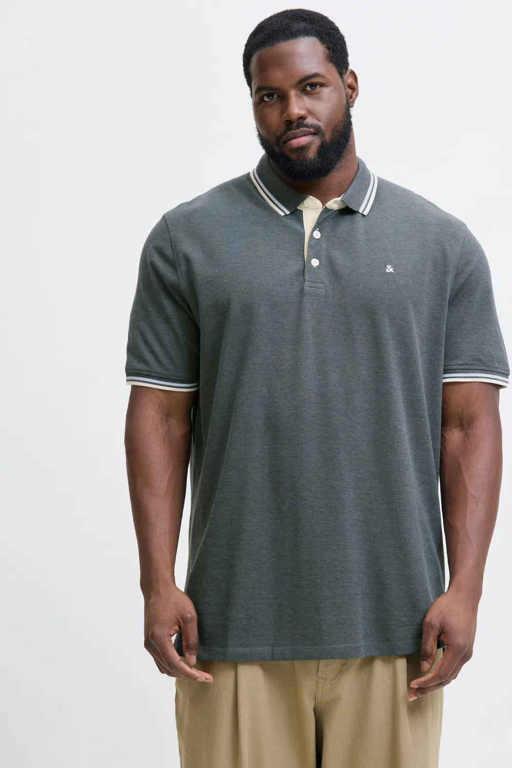 Jack&Jones Plus Erkek Koyu Gri Polo 12143859