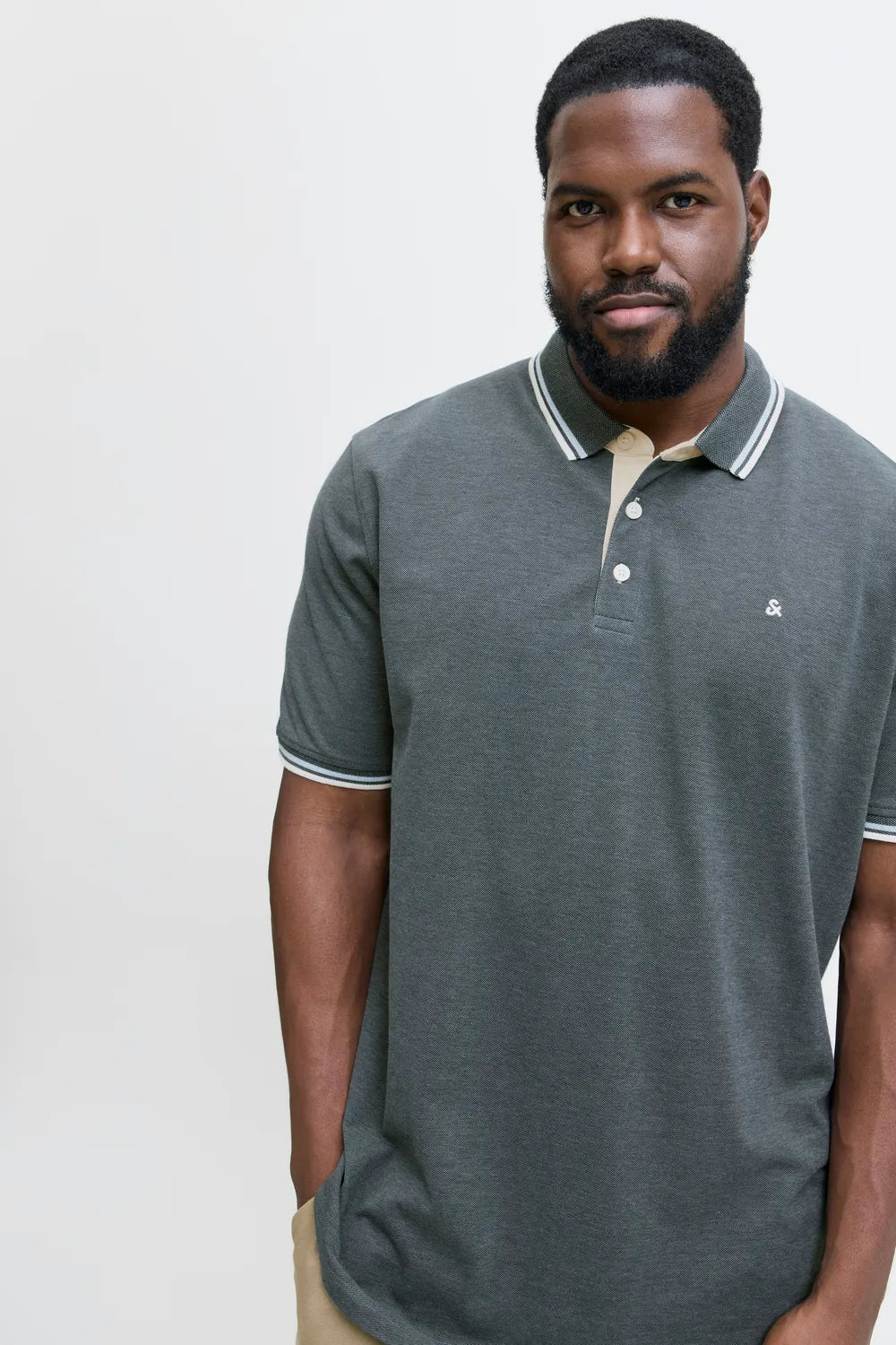 Jack&Jones Plus Erkek Koyu Gri Polo 12143859