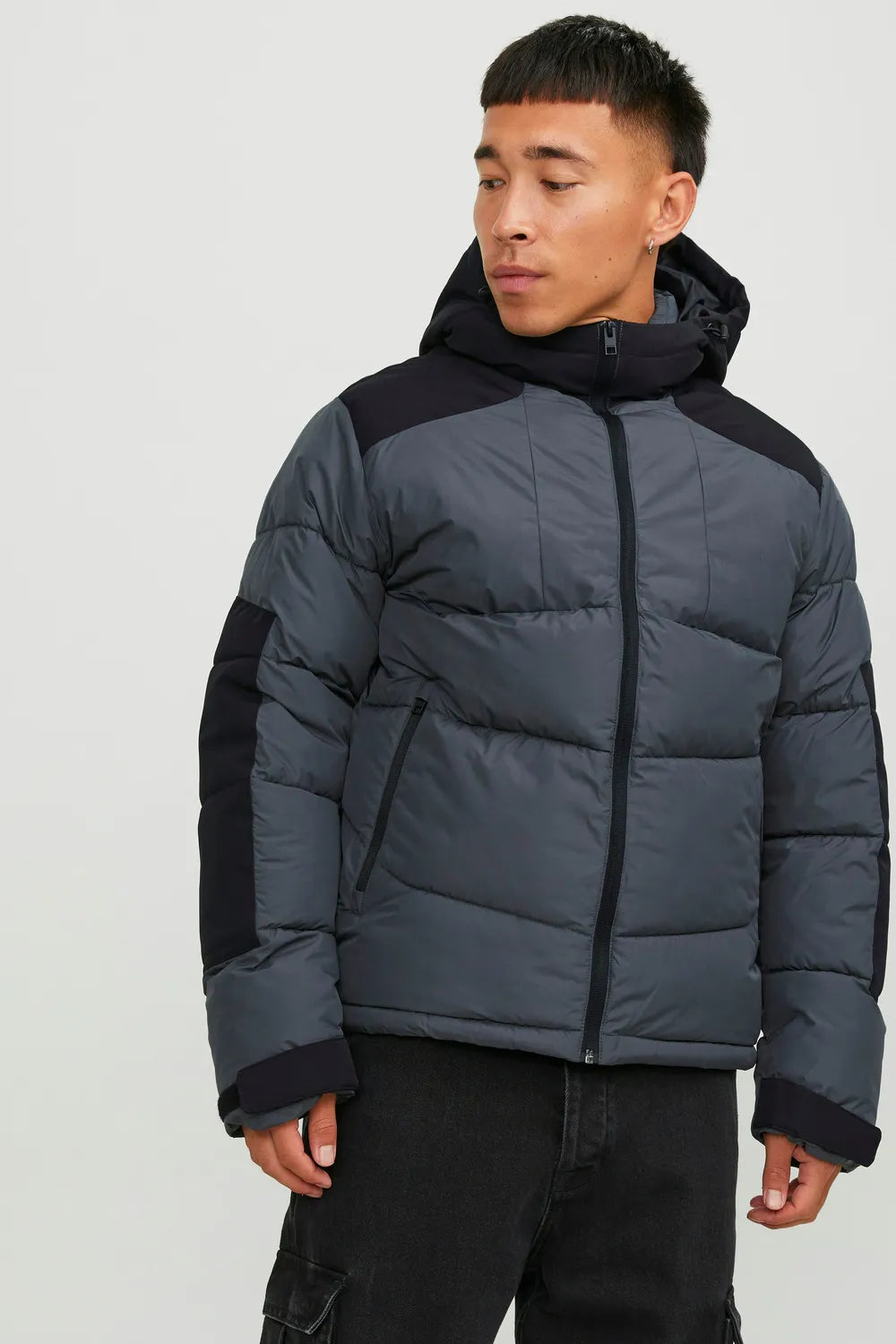 Jack Jones Erkek  Şişme Puffer Gri Mont  12239001G