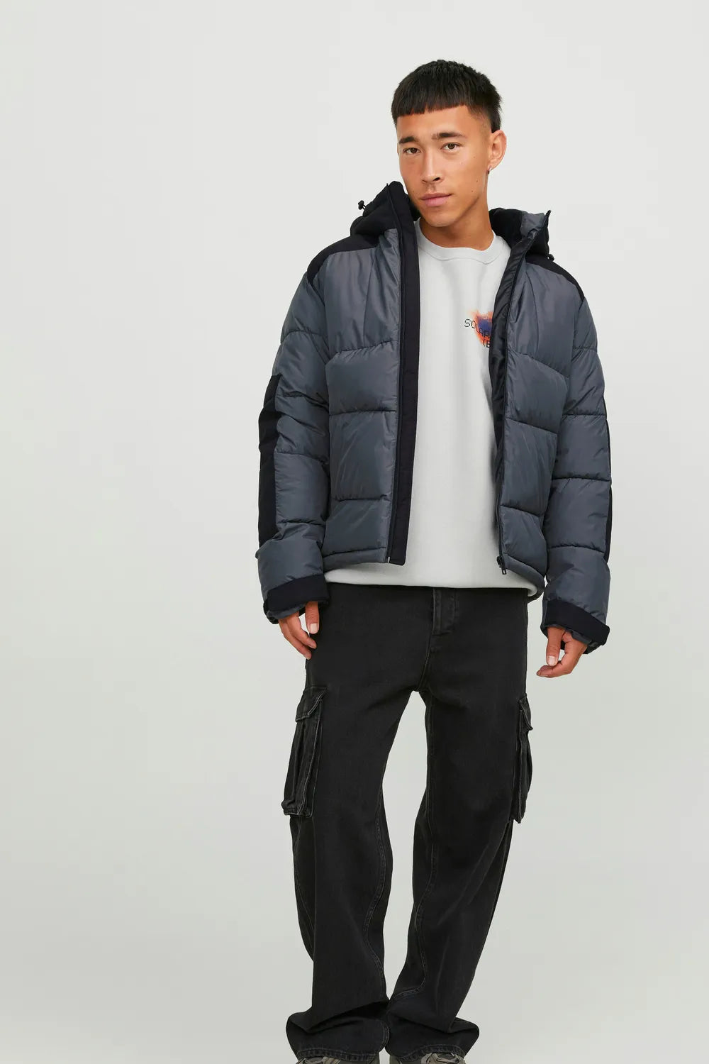 Jack Jones Erkek  Şişme Puffer Gri Mont  12239001G