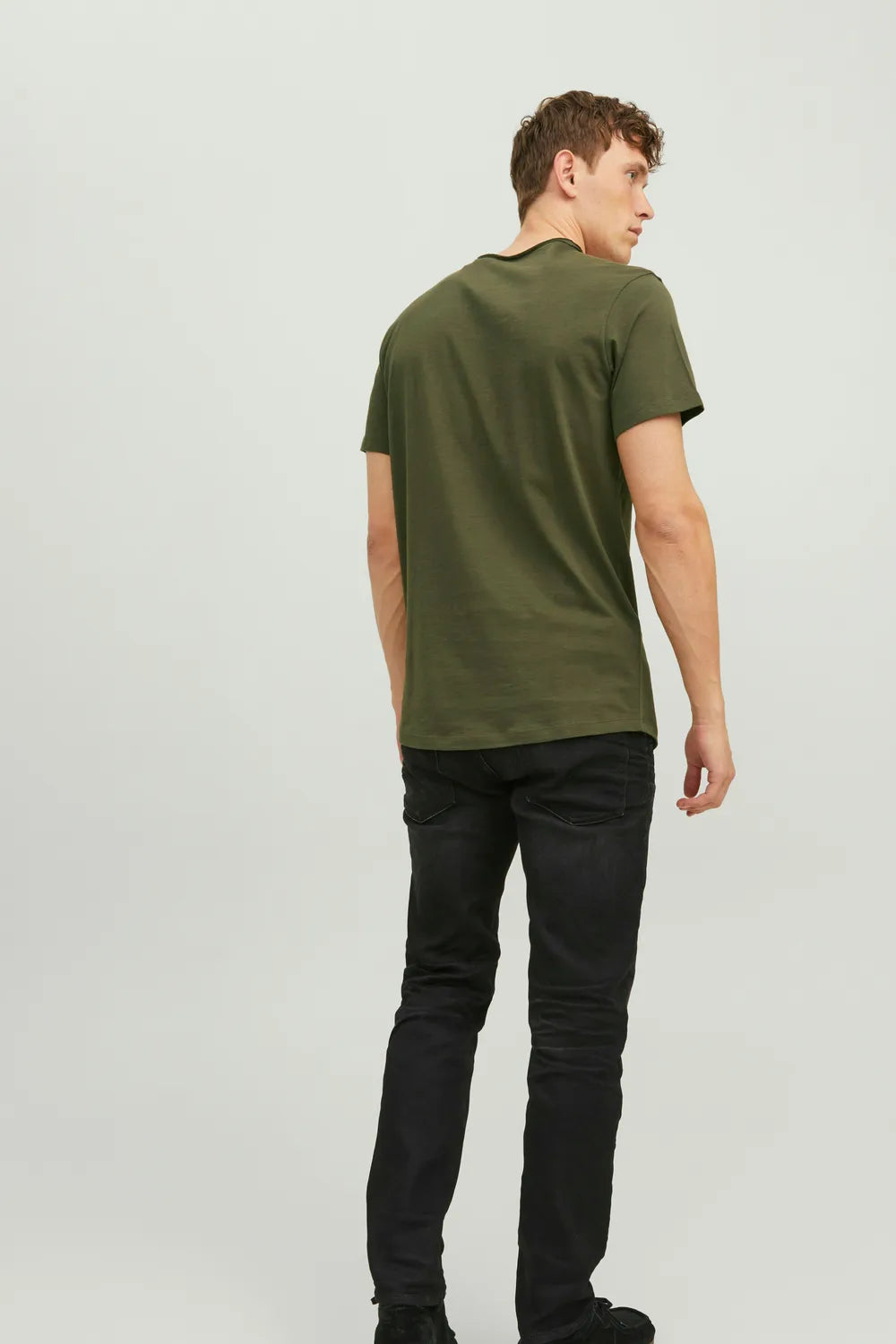 Jack Jones Erkek Jjbasher Bisiklet Yaka Yeşil Tişört  12182498
