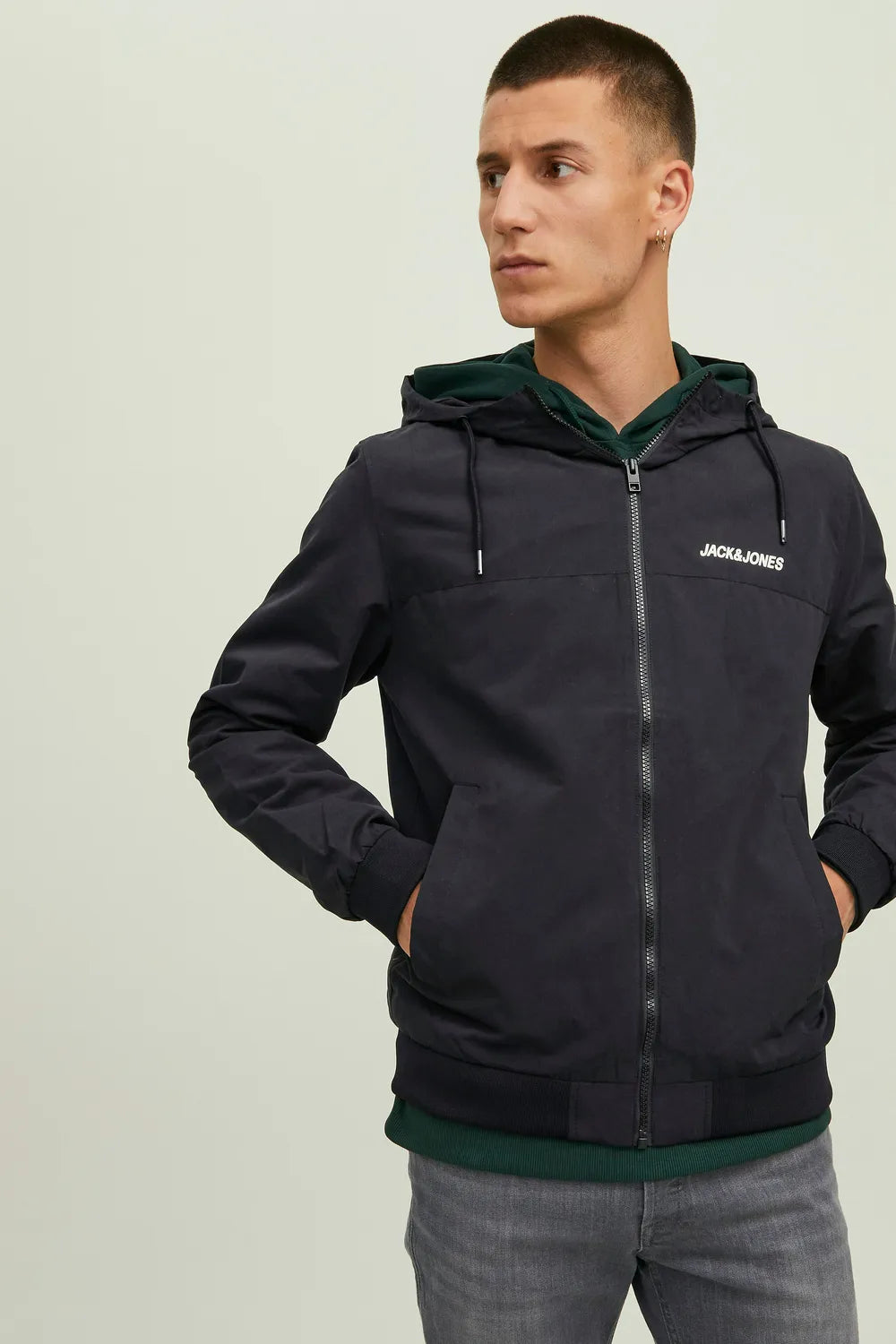 JACK JONES Erkek Siyah Kapüşonlu Mont 12200208