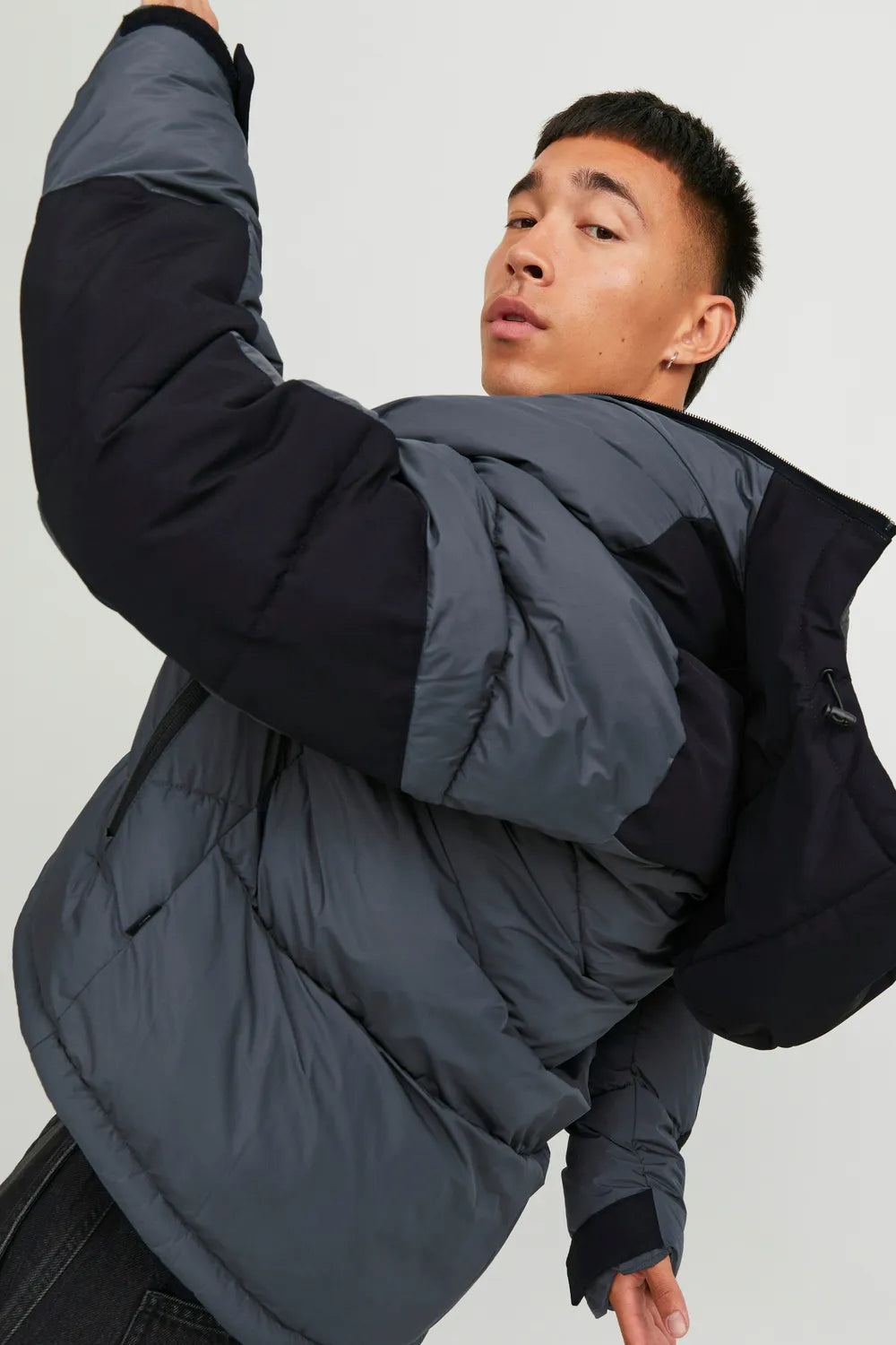 Jack Jones Erkek  Şişme Puffer Gri Mont  12239001G