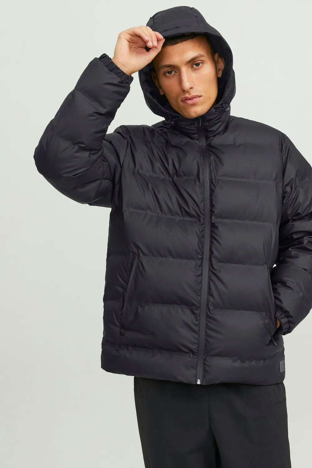 JACK JONES Erkek Siyah Püsküllü Mont 12239020